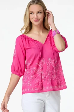 Pink Floral Embroidered Top