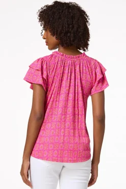 Pink Floral Medallion Top