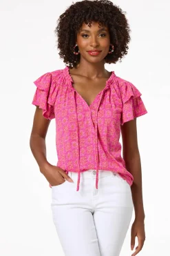 Pink Floral Medallion Top