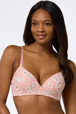 Pink Floral Wire- Free Bra Set