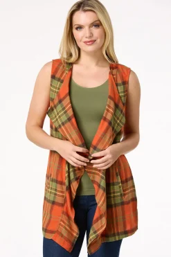 Plaid Draped Vest