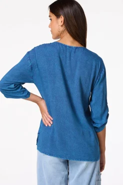 Pleated Acid Wash Shirt