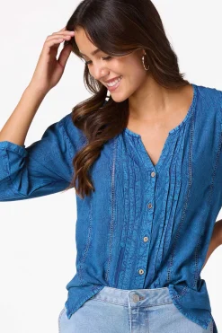 Pleated Acid Wash Shirt