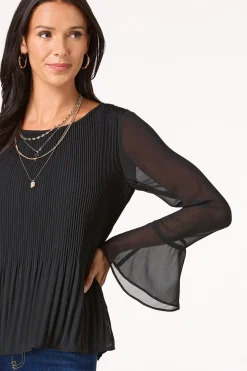 Pleated Bell Sleeve Top