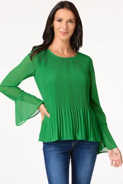 Pleated Bell Sleeve Top