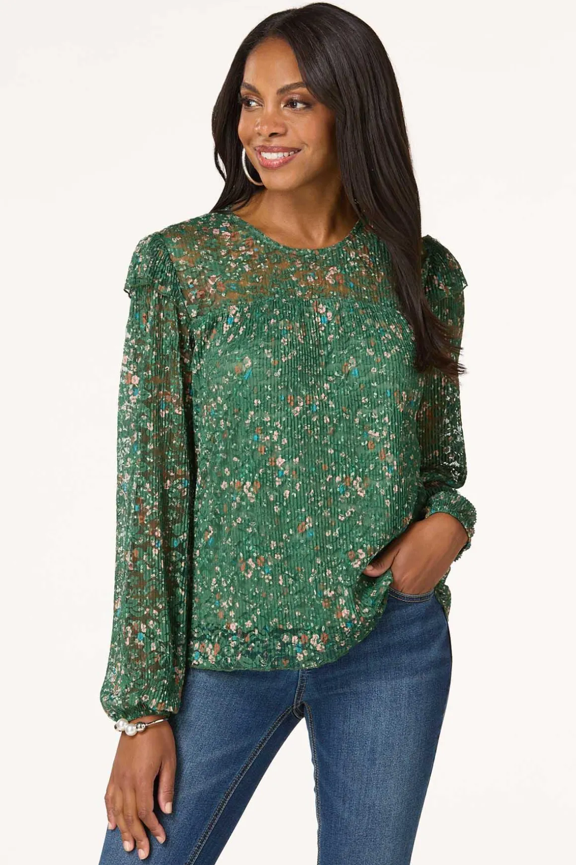 Pleated Courtyard Garden Top