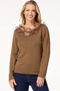 Pleated Ruffled Neck Sweater