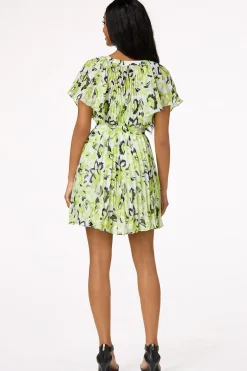 Pleated Ruffled Sleeve Dress