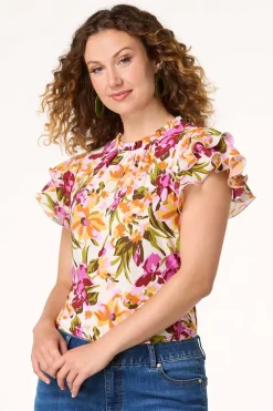 Pleated Ruffled Sleeve Top