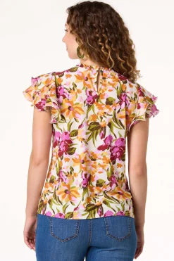 Pleated Ruffled Sleeve Top