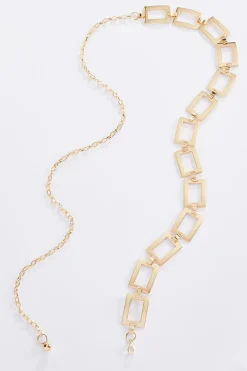 Plus Size Gold Rectangle Chain Belt