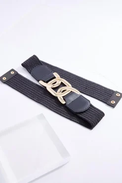 Plus Size Raffia Chain Link Stretch Belt