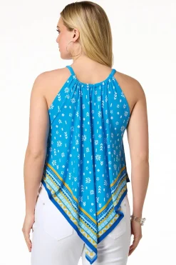 Pointed Border Floral Tank