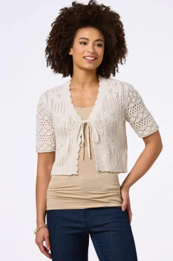 Pointelle Tie Front Cardigan