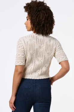 Pointelle Tie Front Cardigan