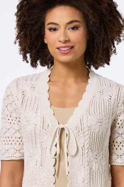 Pointelle Tie Front Cardigan