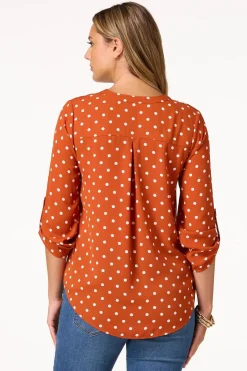 Polka Dot Zip Front Top