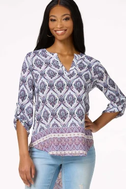 Purple Medallion High- Low Top