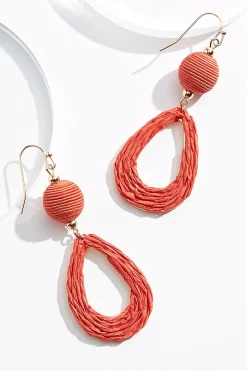 Raffia Ball Tear Earrings