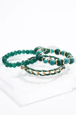 Raffia Ball Wrapped Bracelet Set