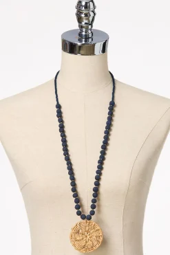 Raffia Circle Pendant Necklace