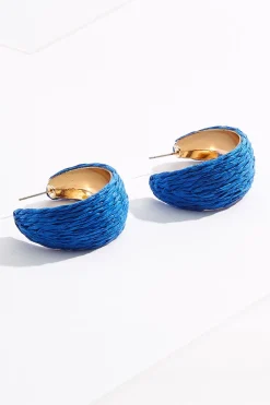 Raffia Moon Shape Hoop Earrings