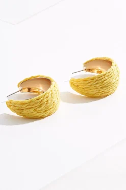 Raffia Moon Shape Hoop Earrings
