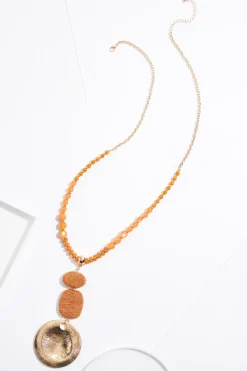 Raffia Tiered Circle Pendant Necklace