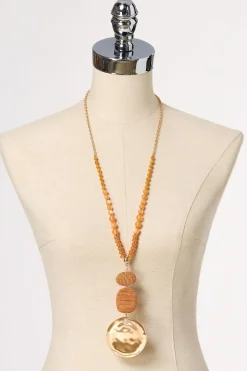Raffia Tiered Circle Pendant Necklace