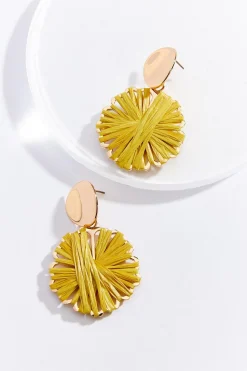 Raffia Wrapped Flower Earrings