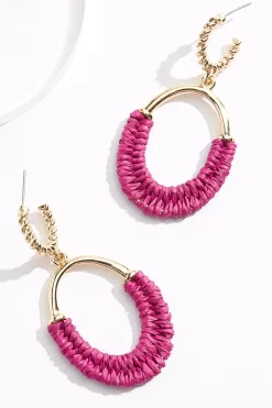 Raffia Wrapped Oval Earrings
