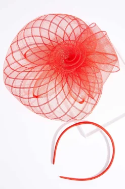 Red Criss Cross Fascinator