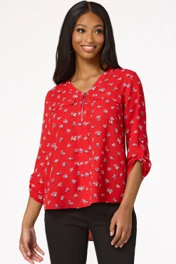 Red Floral Equipment Top