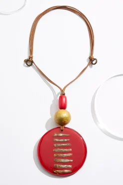 Resin Pendant Pull- String Necklace