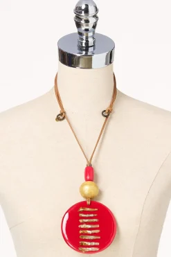 Resin Pendant Pull- String Necklace