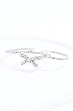 Rhinestone Bow Earring Set