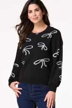 Rhinestone Bow Sweater