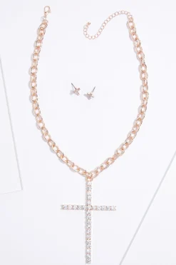 Rhinestone Cross Pendant Necklace
