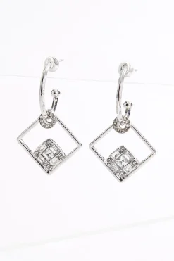 Rhinestone Cutout Hoop Earring