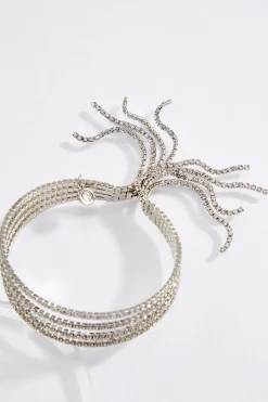 Rhinestone Fringe Cuff Bracelet