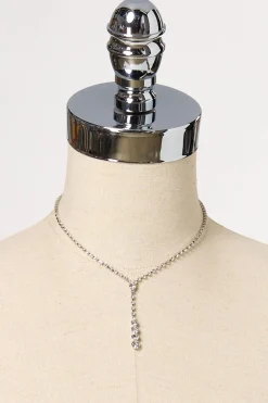 Rhinestone Linear Short Necklace Set