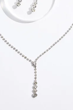Rhinestone Linear Short Necklace Set