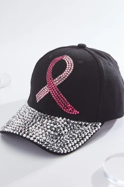 Rhinestone Ribbon Bling Baseball Hat