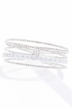 Rhinestone Row Cuff Bracelet