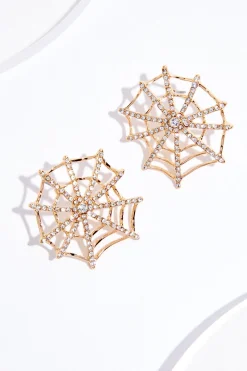 Rhinestone Spider Web Earrings