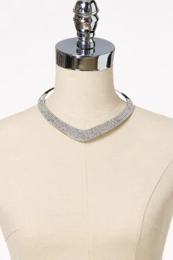 Rhinestone Statement Bib Necklace