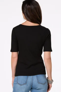 Ribbed Crochet Trim Top