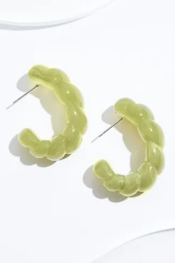 Ribbed Lucite Hoop Earrings