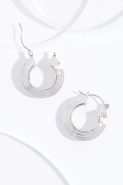Ribbed Open Circle Hoop Earrings
