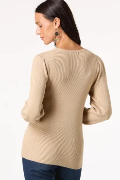 Ribbed Puff Sleeve Sweater